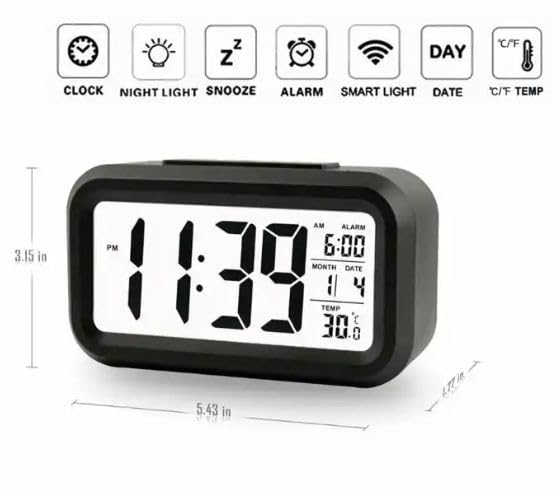 wudcraft Digitial Alarm Table Clock for Bedroom, Work Table, Kitchen, Students, Office - Timer, Alarm, Temperature Indicator, Date. - Image 5