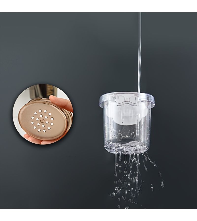 Brown Wall Mounted Drainage Cup Toothbrush Holder No Drill Bathroom Organizer - Image 4