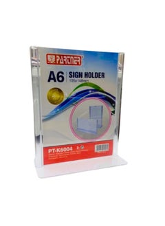 Acrylic Sign Holder A6 105 x 148 mm 2 sided T Base