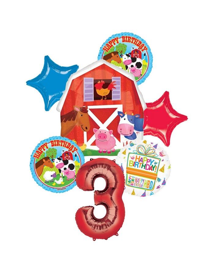 Mayflower Products Farm Animal 3Rd Birthday Party Supplies And Barn Balloon Bouquet Decorations - Image 1