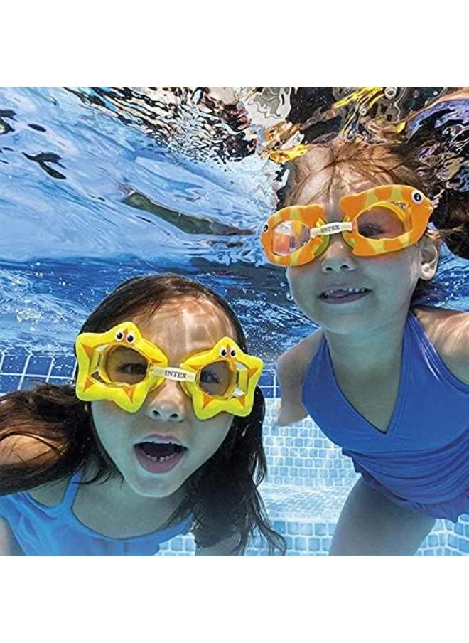 انتكس نظارات سباحة بتصميم سمكي ممتعة، مناسبة للأعمار من 3 إلى 8 سنوات