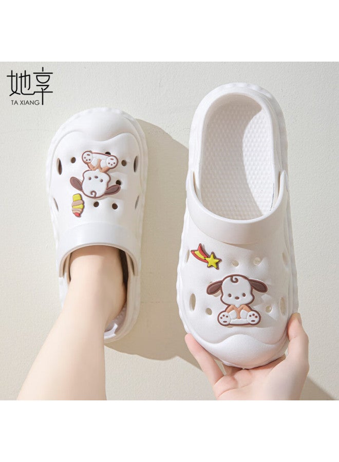 She enjoys She Xiang Dongtong Shoes, Women's Beach Shoes, Sandals, Lightweight Outdoor Wear, Tm302, White Khaki, 36/37 - Image 1