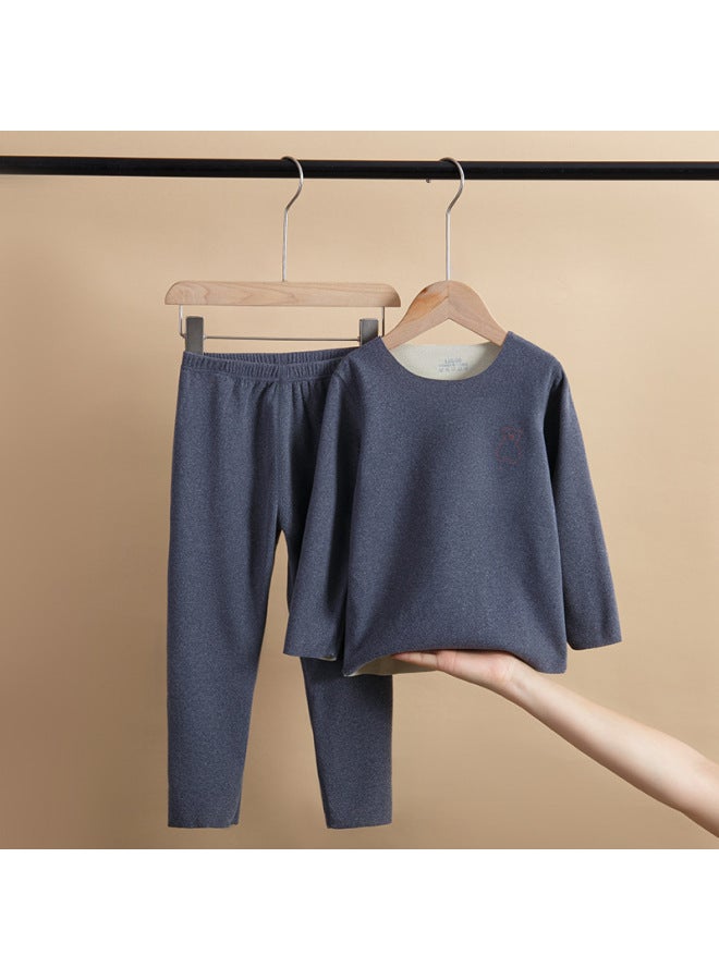 مجموعة ملابس داخلية حرارية بدون درزات للأطفال مع جانب AB، فراء مزدوج الجوانب مفرش للأولاد والبنات، ملابس الخريف، بناطيل الخريف، مخمل - Image 1