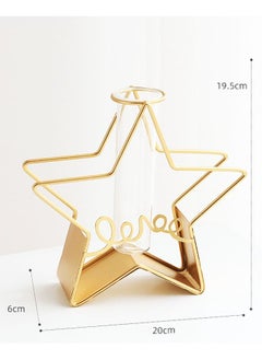 ZCM-HAPPY Creative Home Pentagram Vase With Metal Bracket Home Living Room Desktop Flower Arranger Ornament  - Image 2
