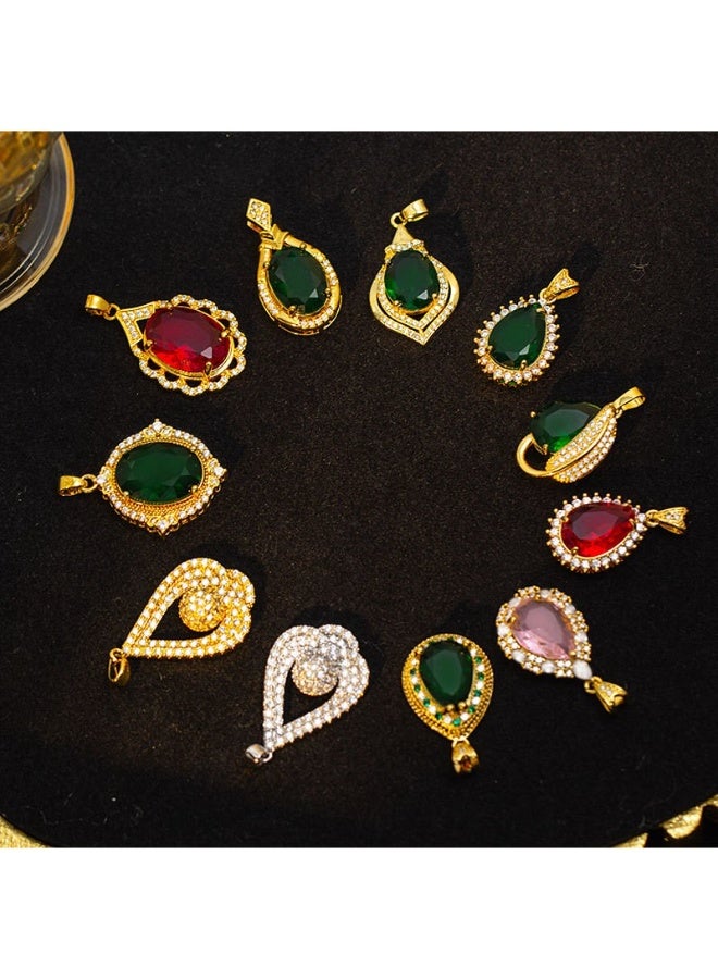 Emerald Green Teardrop Zircon Pendant for Women Gold Plated Elegant Jewelry Accessory - Image 2