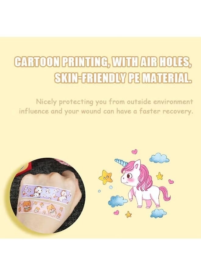 120 Pcs Cartoon Bandages Strips Band Aid, PE Material Hemostatic Waterproof Adhesive Bandages Strips Combination Pack, Cuts Scrapes First Aid Bandages for Family (Colorful) - Image 3