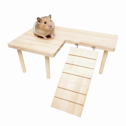 Feiena Wooden Hamster Platform for Hamster Cage Accessories Climbing Toys Dwarf Syrian Hamster Gerbil Rat Mice Degus or Other Small Pets Rectangle - Image 1