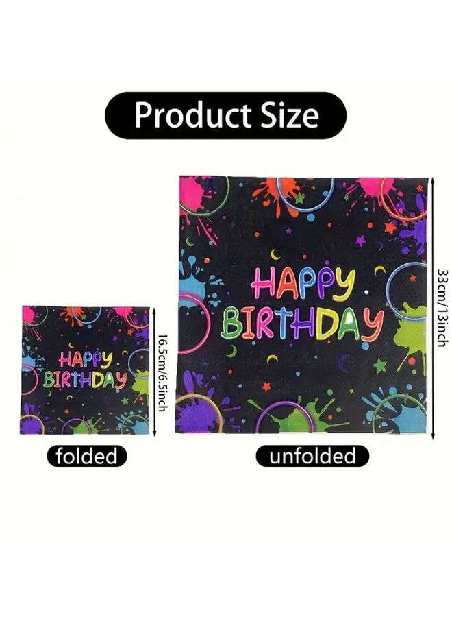 24 Colorful Graffiti Napkins For Birthday Cocktail Party And Everyday Occasion Neon Decorative Supplies - Image 3