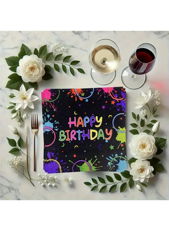 24 Colorful Graffiti Napkins For Birthday Cocktail Party And Everyday Occasion Neon Decorative Supplies - Image 4