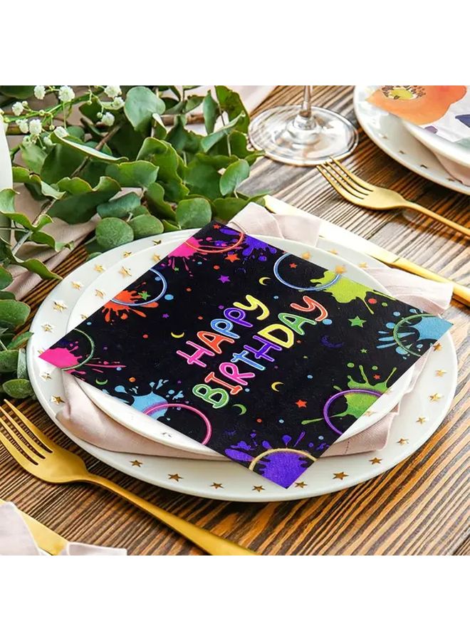 24 Colorful Graffiti Napkins For Birthday Cocktail Party And Everyday Occasion Neon Decorative Supplies - Image 5