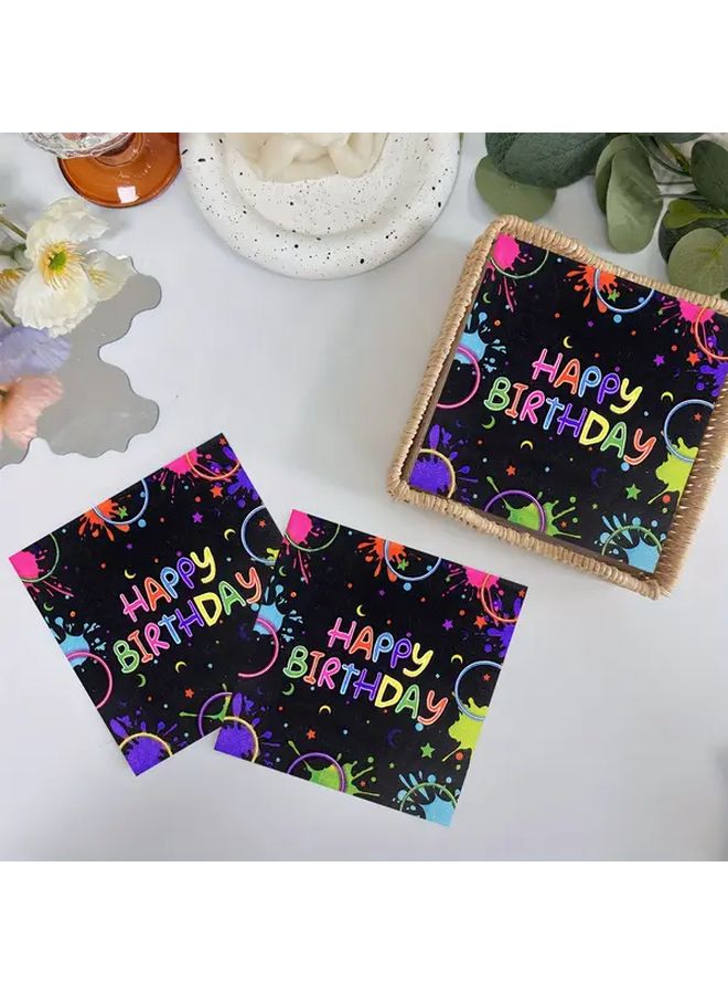 24 Colorful Graffiti Napkins For Birthday Cocktail Party And Everyday Occasion Neon Decorative Supplies - Image 2