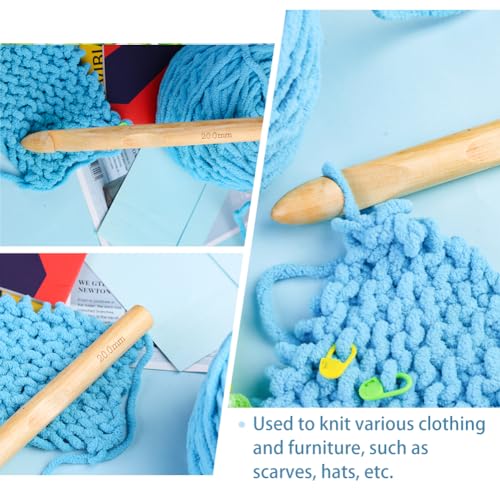 Dercuy Wooden Crochet Hooks, 20mm Wooden Handle Crochet Hook Bamboo Knitting Crochet Needles with 10 pcs Knitting Stitch Markers for Handcraft Crocheting - Image 5