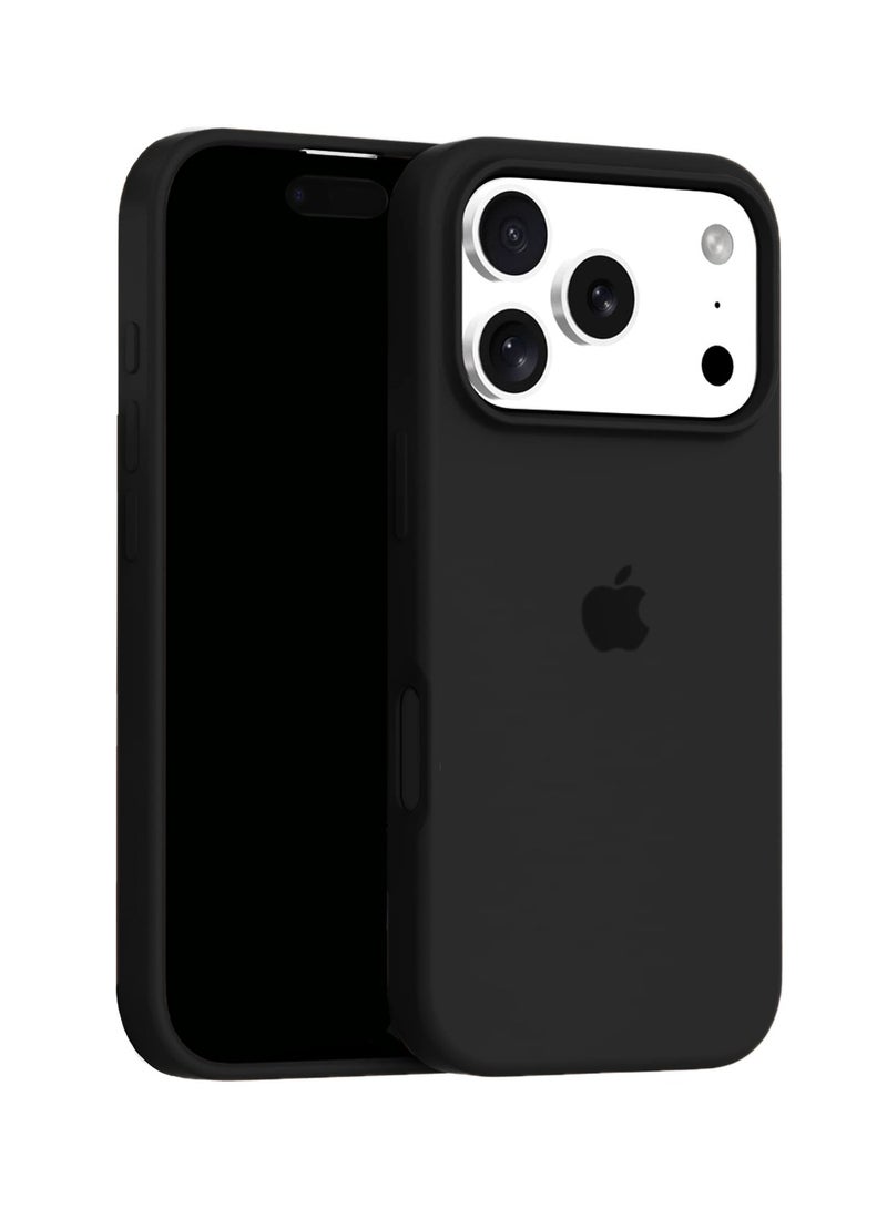 Wtech Apple iPhone 17 Pro 5G 2025 Luxury Premium Quality Liquid Silicone Case Cover (MCRPSN) - Black - Image 1