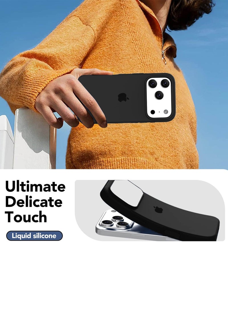 Wtech Apple iPhone 17 Pro 5G 2025 Luxury Premium Quality Liquid Silicone Case Cover (MCRPSN) - Black - Image 2