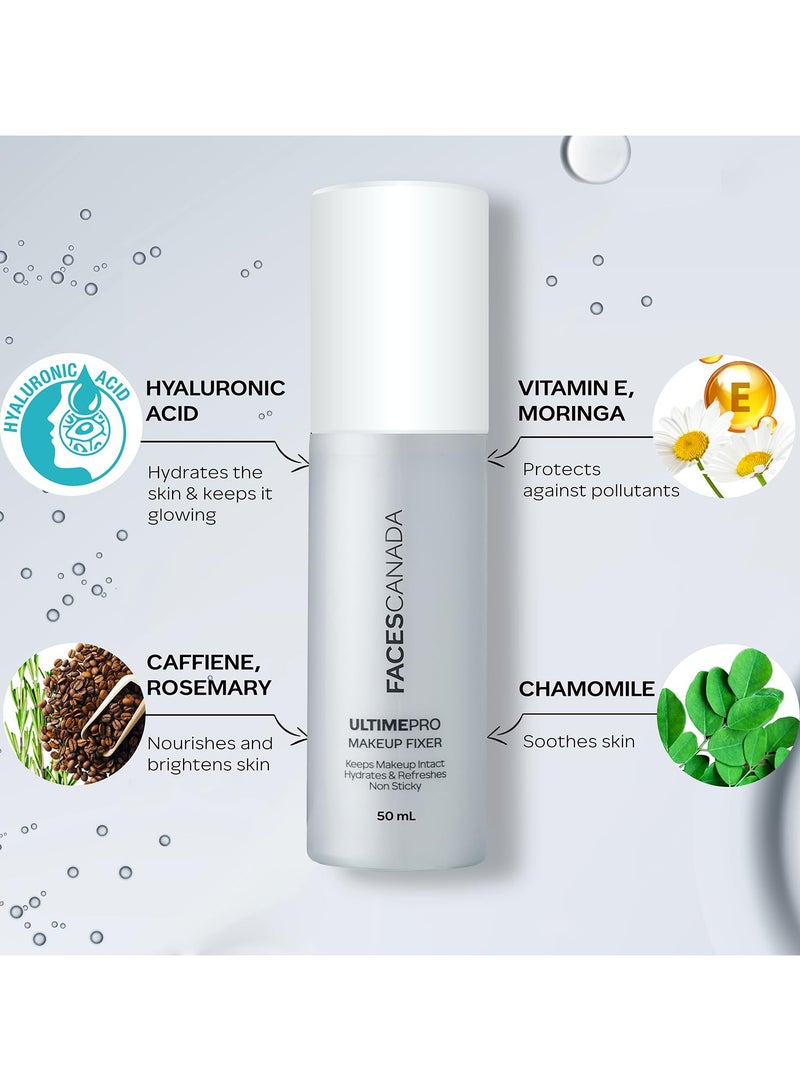 Facescanada Ultime Pro Makeup Fixer 50 mL | Long Lasting Makeup Setting Spray | Keeps Makeup Intact | Hydrates, Soothes & Refreshes Skin | Hyaluronic Acid & Vitamin E Enriched - Image 4