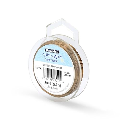 Artistic Wire, 26 Gauge Tarnish Resistant Colored Copper Craft Wire, Antique Brass, 30 yd - Image 1