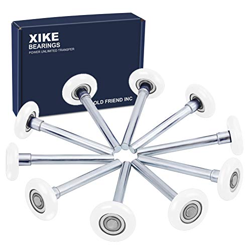 XiKe 10 Pack White 2" Nylon Garage Door Roller 4" Stem, Quiet/Durable and High Load, Use 6200-2RS Double Seals Precision Bearings. - Image 1