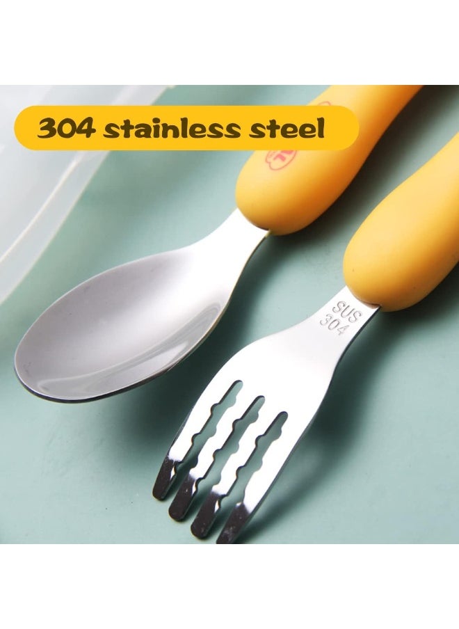 IBAMA Cartoon Toddler Utensils Cute Animal Stainless Steel Children's Tableware Set Student Fork and Spoon Two Piece Creative Cutlery Set with Portable Travel Case For Girls Boys Kids- Chick Yellow - pzsku/ZC7882290B278C4ECCC8AZ/45/_/1738147030/13fed32b-a01a-4e5d-a9ea-83fe680b34aa