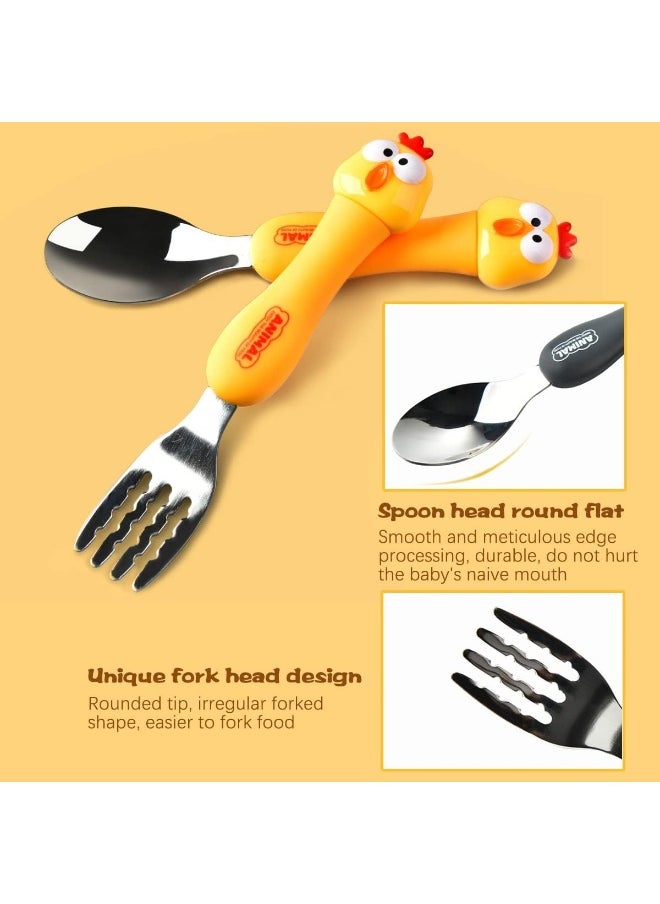 IBAMA Cartoon Toddler Utensils Cute Animal Stainless Steel Children's Tableware Set Student Fork and Spoon Two Piece Creative Cutlery Set with Portable Travel Case For Girls Boys Kids- Chick Yellow - pzsku/ZC7882290B278C4ECCC8AZ/45/_/1738147096/b8eef24e-c229-408d-9118-3b1b40ec996f