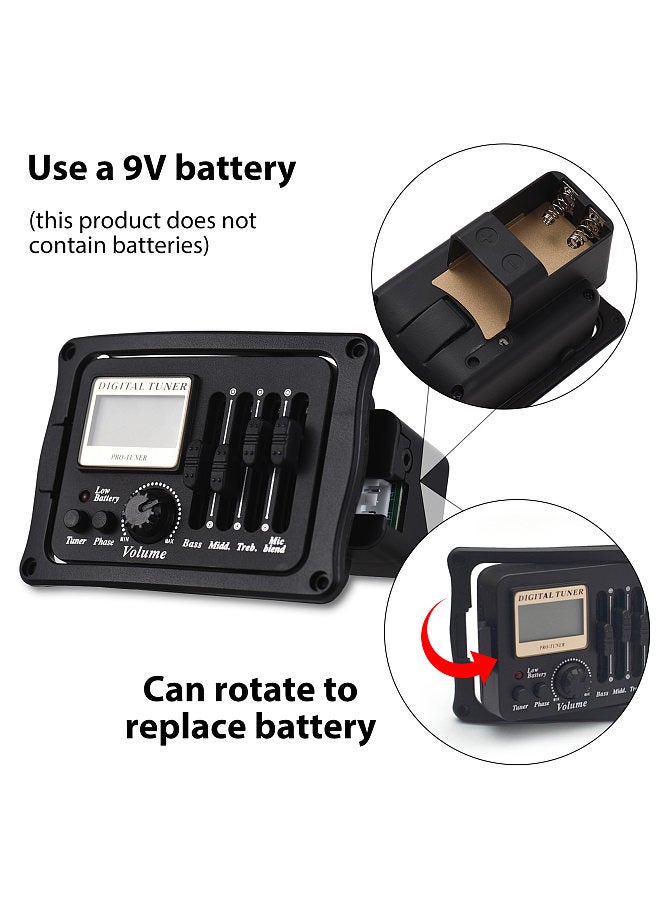 Generic Acoustic Guitar Pickup Folk Classical Guitar Pickup EQ Plate Pickup Multi-color LCD Color Screen Built-in Microphone with Calibration  - Image 4