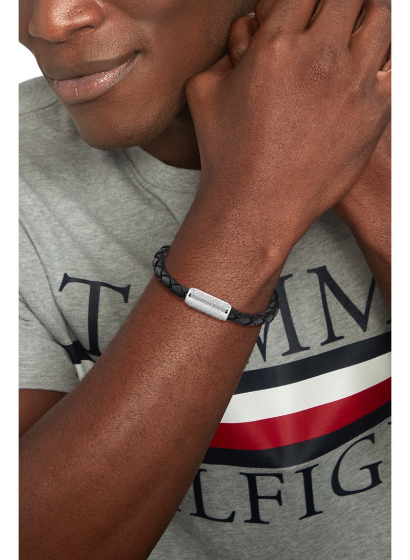 TOMMY HILFIGER TH JEWELRY TH BRAID MENS LEATHER BRACELET - 2790479 - Image 2