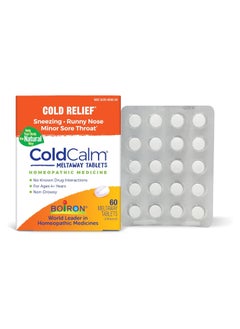 Coldcalm Meltaway Tablets - Cold Relief - For Sneezing, Runny Nose, Minor Sore Throat, For Ages 4+ Years, Non-Drowsy, 60 Meltaway Tablets