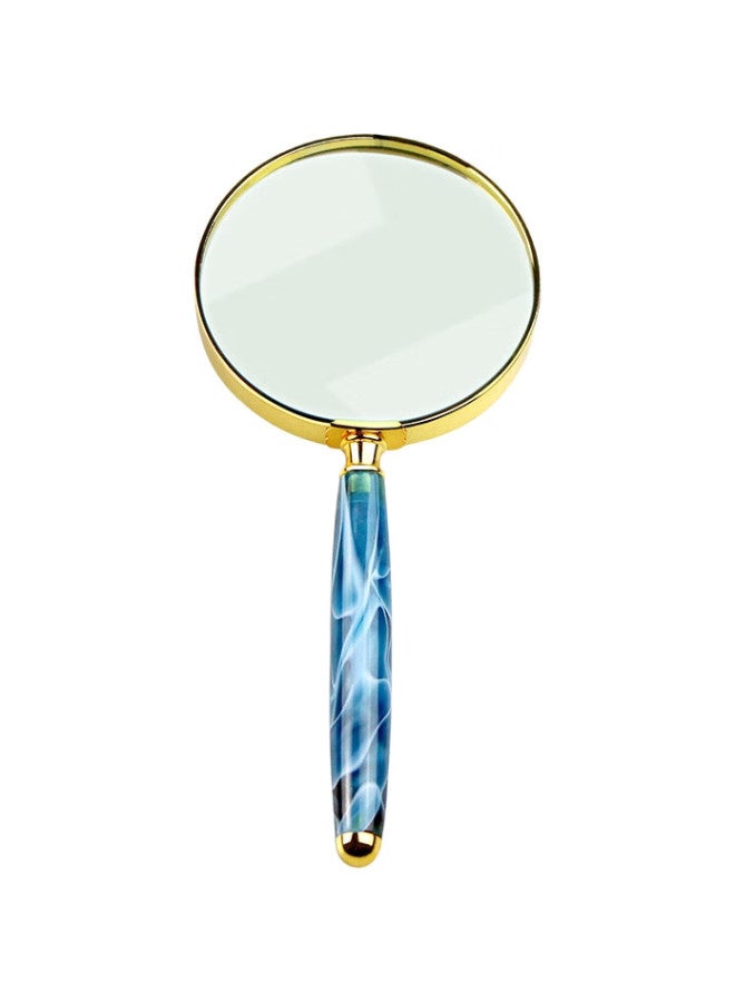MIXOUT Handheld High-Definition Magnifying Glass, For Reading Books And Newspapers, Appreciation, Gold-Edged Blue-Striped Magnifier - Image 3