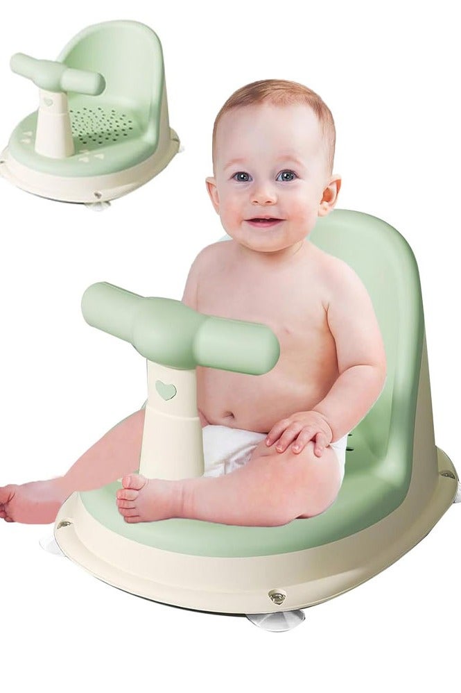 دي إم جي تك مقعد حمام الأطفال، محمولة حوض الاستحمام، مقعد غير انزلاقي آمن حمام الأطفال لمدة 6-18 شهرا، بلاستيك أخضر، طفل - Image 1