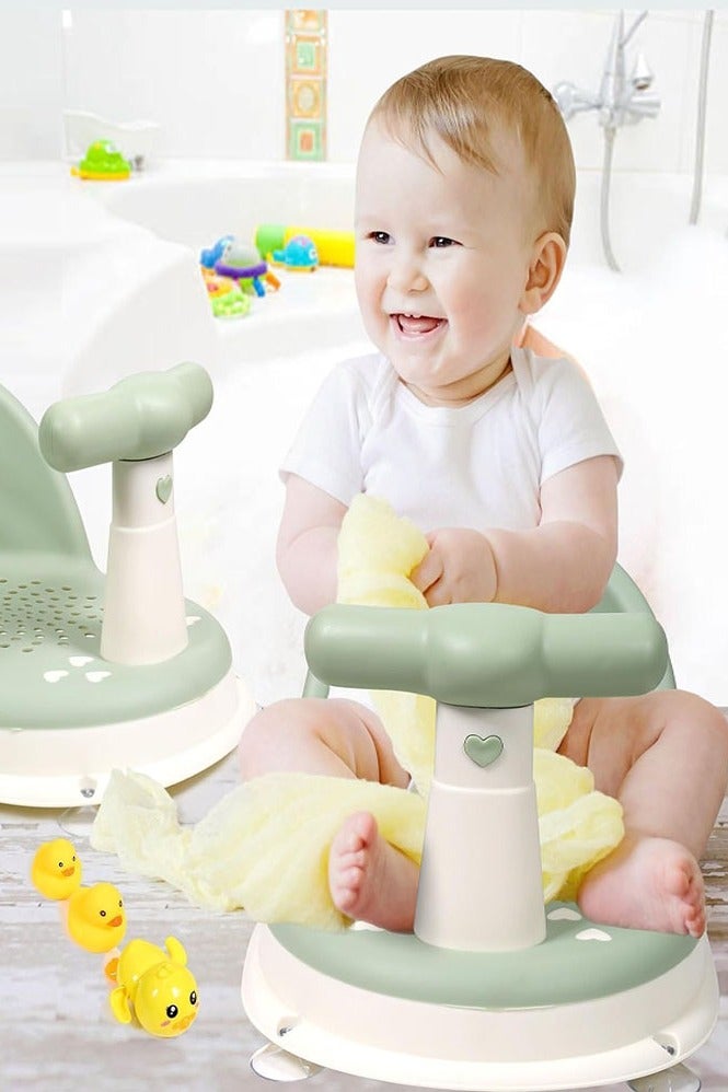 دي إم جي تك مقعد حمام الأطفال، محمولة حوض الاستحمام، مقعد غير انزلاقي آمن حمام الأطفال لمدة 6-18 شهرا، بلاستيك أخضر، طفل - Image 2