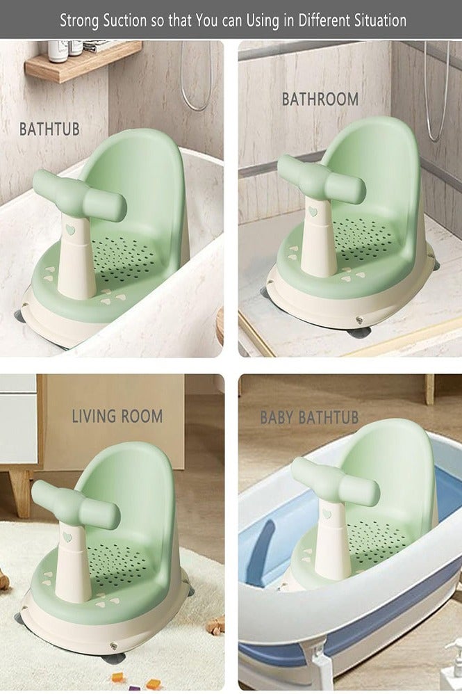 دي إم جي تك مقعد حمام الأطفال، محمولة حوض الاستحمام، مقعد غير انزلاقي آمن حمام الأطفال لمدة 6-18 شهرا، بلاستيك أخضر، طفل - Image 3