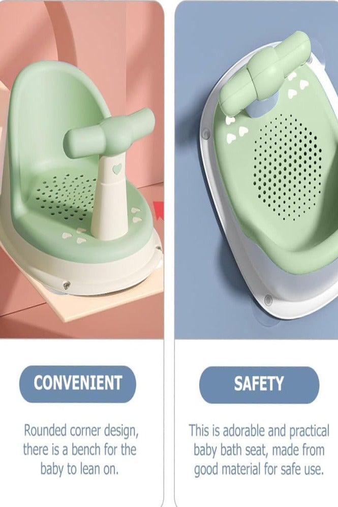 دي إم جي تك مقعد حمام الأطفال، محمولة حوض الاستحمام، مقعد غير انزلاقي آمن حمام الأطفال لمدة 6-18 شهرا، بلاستيك أخضر، طفل - Image 5