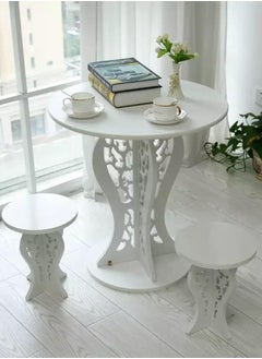 ماركة غير محددة طاولة شاي وقهوة بتصميم عصري (طاولة كبيرة و2 طاولات صغيرة) نوع المادة: بولي فينيل كلوريد (PVC)  - Image 1