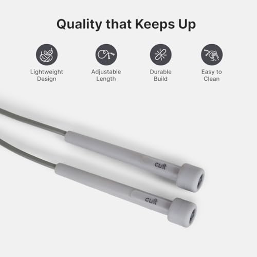 Cult Adjustable Skipping Rope for Men & Women | PVC Jump Rope with Anti-Slip Handles, 360° Smooth Rotation & Length Adjustment | Speed Rope for Cardio, Weight Loss, Endurance & Full Body Workout Grey - Image 3