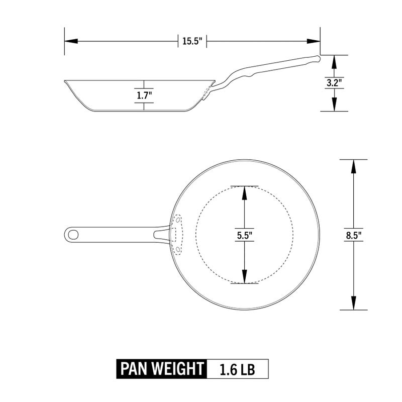 Heritage Steel Eater Series 8.5 Inch Frying Pan | Made in USA | 5-Ply Fully Clad Stainless Steel | Stay Cool Handle Design | Induction Ready & Non-Toxic - Image 3