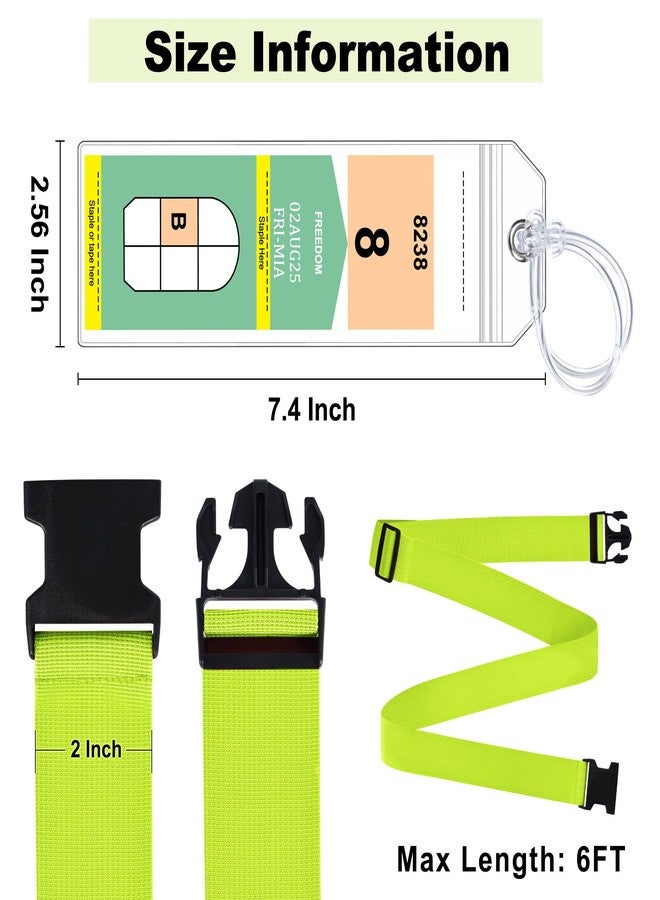 Gostwo 8 Pack Luggage Straps and Cruise Luggage Tags Set (4 Straps, 4 Narrow Tags), Luggage Straps for Suitcases TSA Approved Suitcase Tags, Green - Image 2