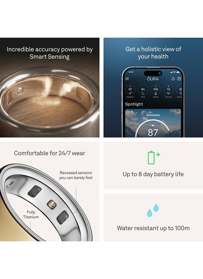 OURA - Oura Ring 4 - Silver - Size 11 - Smart Ring - Size First with Oura Ring 4 Sizing Kit - Sleep Tracking Wearable - Heart Rate - Fitness Tracker - Up to 8 Days of Battery Life - Image 1
