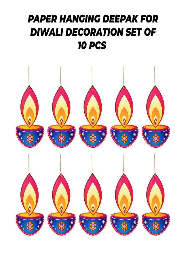TOYXE Paper Hanging Deepak for Diwali Decoration Set of 10 Pcs Diyas and Lights Toran Deepawali Home Decor Festive Hanging Decorations Diwali Festival Items Vibrant Wall Ceiling Décor - Image 3