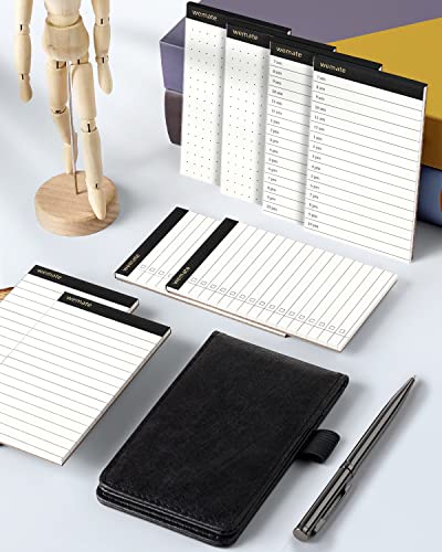 WEMATE 10 Pieces Small Notepad Holder Set Pocket Notebook - Included Mini Pocket Notepad Holder Set with 8 Memo Book Refills and Metal Pen for Meetings, Daily Records, and Notes 3 x 5 Inch (Black) - Image 5