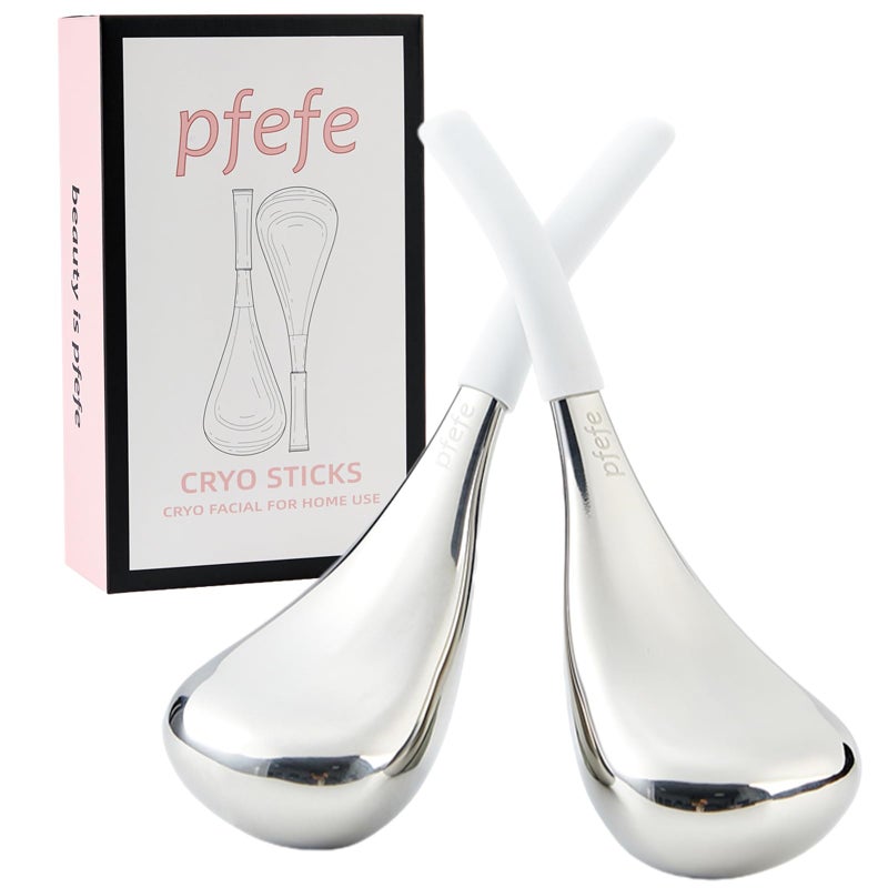 pfefe Cryo Sticks Facial Skin Care Ice Globes for Women Face Eyes, Stainless Steel Face Beauty Tools for Girls Ladies, Esthetician Supplies Cooling Spa Globes with Storage Case - Image 1