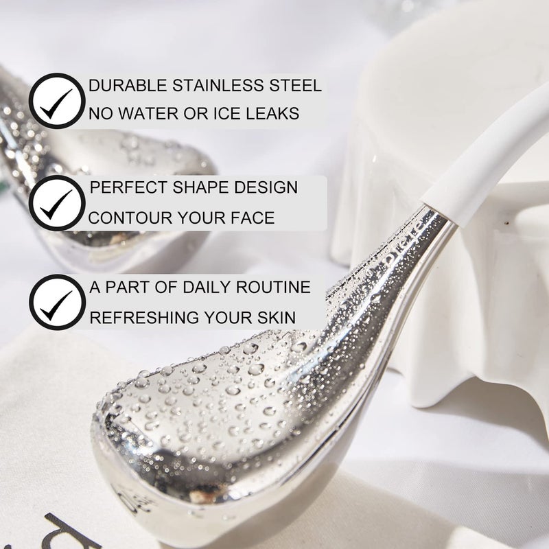 pfefe Cryo Sticks Facial Skin Care Ice Globes for Women Face Eyes, Stainless Steel Face Beauty Tools for Girls Ladies, Esthetician Supplies Cooling Spa Globes with Storage Case - Image 2