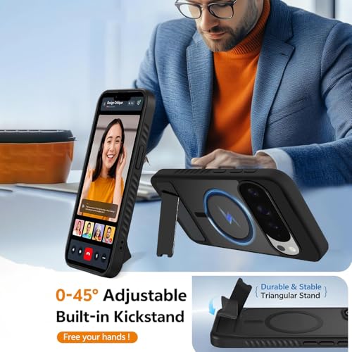 KARWAN®?Ultra Hybrid Matte Back Cover Case Compatible with Stand Magnetic for Google Pixel 10 Pro XL | Mag-Safe Wireless Charging | Camera Bump Protection -(Black) - Image 5