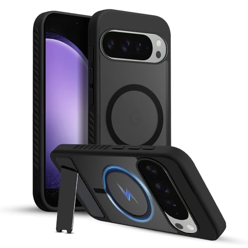 KARWAN®?Ultra Hybrid Matte Back Cover Case Compatible with Stand Magnetic for Google Pixel 10 Pro XL | Mag-Safe Wireless Charging | Camera Bump Protection -(Black) - Image 1