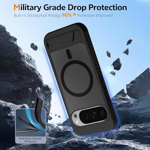KARWAN®?Ultra Hybrid Matte Back Cover Case Compatible with Stand Magnetic for Google Pixel 10 Pro XL | Mag-Safe Wireless Charging | Camera Bump Protection -(Black) - Image 4
