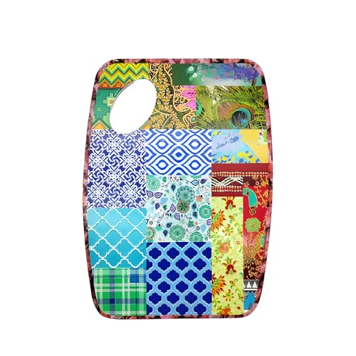Lemon Tree Ceramic Cutting Chopping Board for Fruit, Vegetable, Kitchen with Handle, Scratch Resistant/Washable/Non Toxic/Anti-Slip/Attractive Ceramic Prints/Cork Base (Multicolor A) - Image 1
