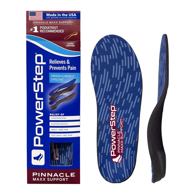 PowerStep Pinnacle Maxx Orthotic Insoles, Maximum Stability & Comfort. Firm & Flexible Angled Heel Style to Help Flat Feet & Overpronation, Heavy Duty Inserts for Men and Women, Made in USA - Image 1
