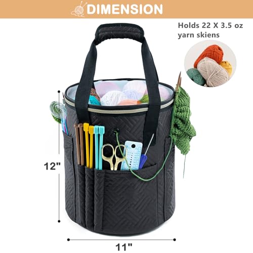 MYBAGZING Yarn Bag, Crochet Organizer with Transparent Lid, Storage Bags for Knitting, Beginner's Yarn Holder with Pocket for Accessories - Image 4
