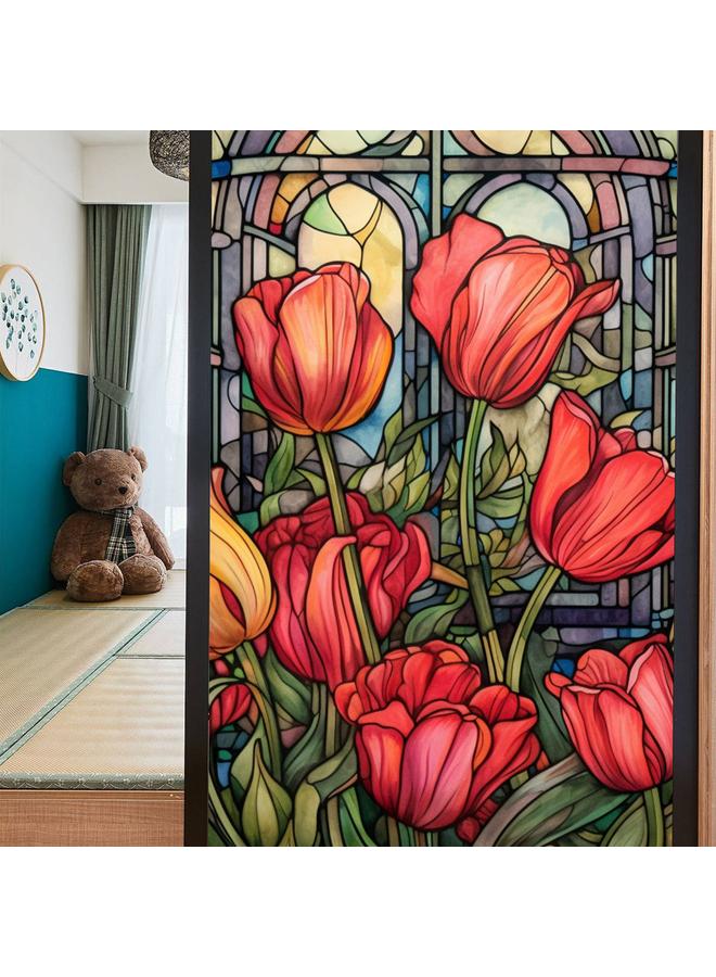 الأزرق جي دبليو BL112 -170 زهرة البحر ملصق زجاج إلكتروستاتيكي PVC ملصق نافذة خالي من الغراء ملصق زجاج نافذة ديكور المنزل - Image 1