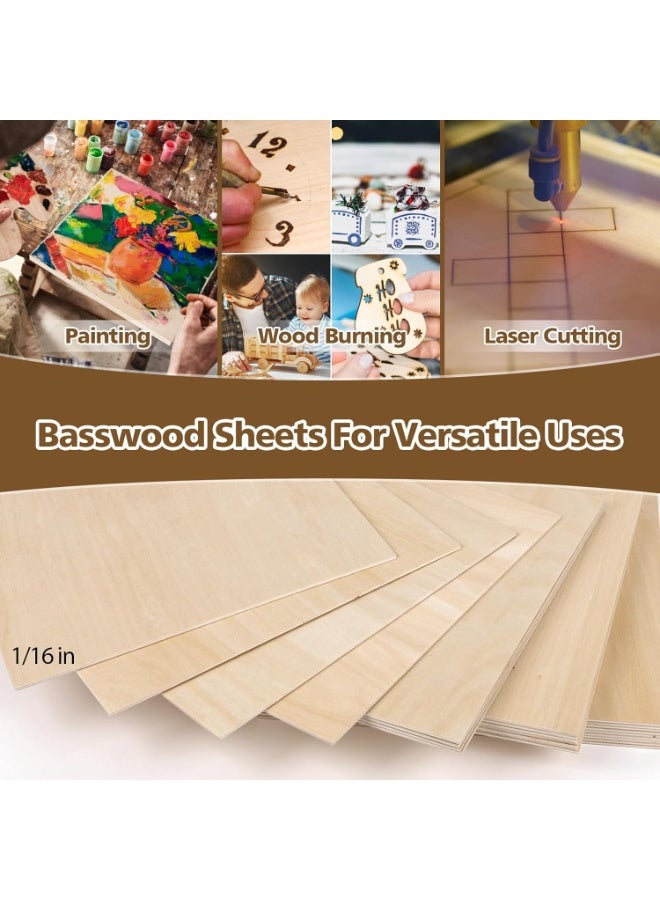SLASA 36-Pack Basswood Sheets – 1/16" x 12 x 12 Inch (1.5mm) – Unfinished Square Plywood Boards for Laser Cutting, Wood Burning, DIY Crafts, Painting & Model Carving - Image 3