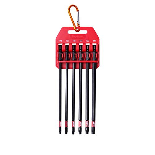 Protorq Long Impact Bit Set, T15-T40 TORX, 6-Inch Length, 6-Piece,Industrial Strength, 1/4" Hex Shank - Image 1