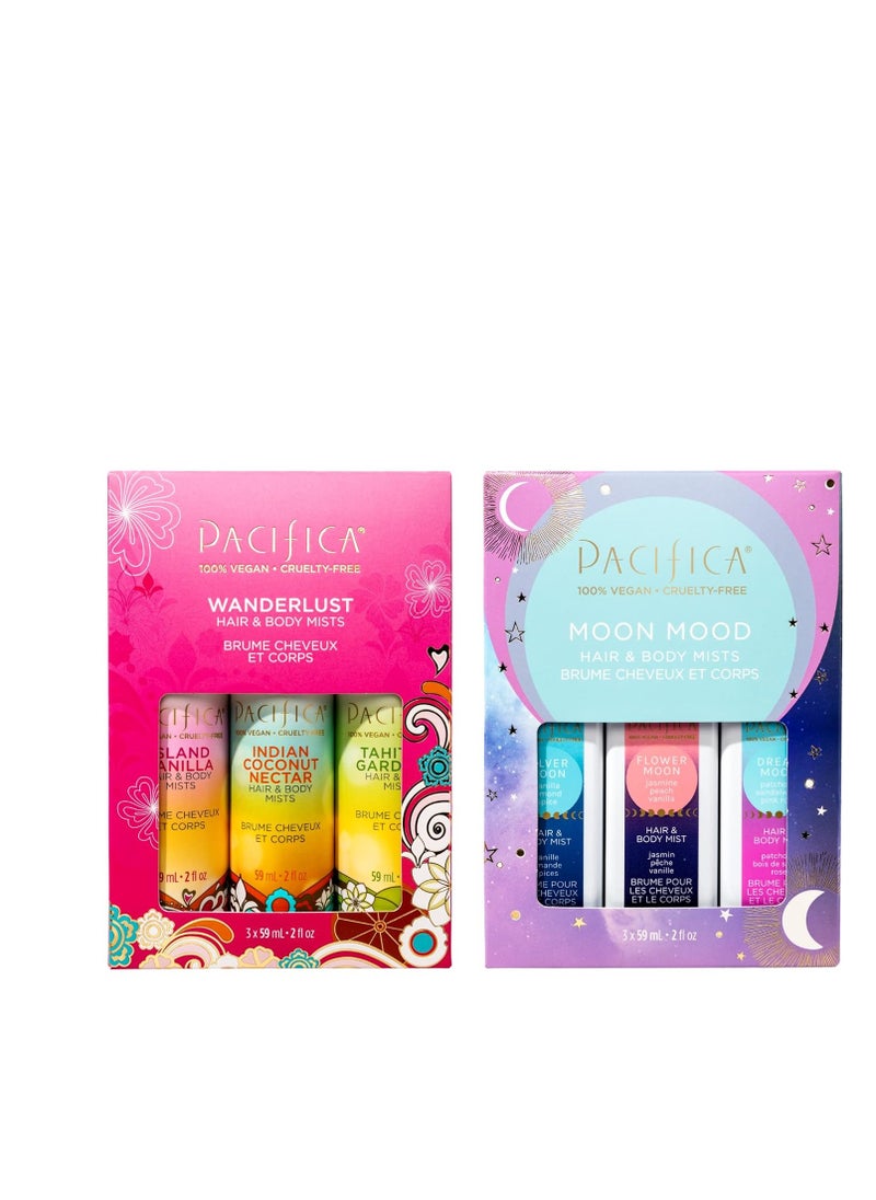 Pacifica Pacifica Beauty | Clean Hair Perfume + Body Spray Sampler Set | Discovery Kit | Island Vanilla, Dream Moon Fragrance | Travel Size Mini | 6 scents | Vegan & Cruelty Free  - Image 1